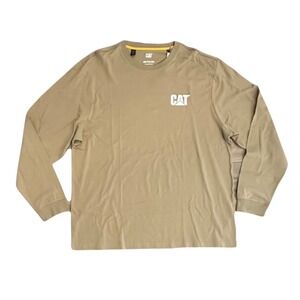 CAT Men's Navanero Logo Long Sleeve Shirt, Color: Dark Sand - XXL NEW